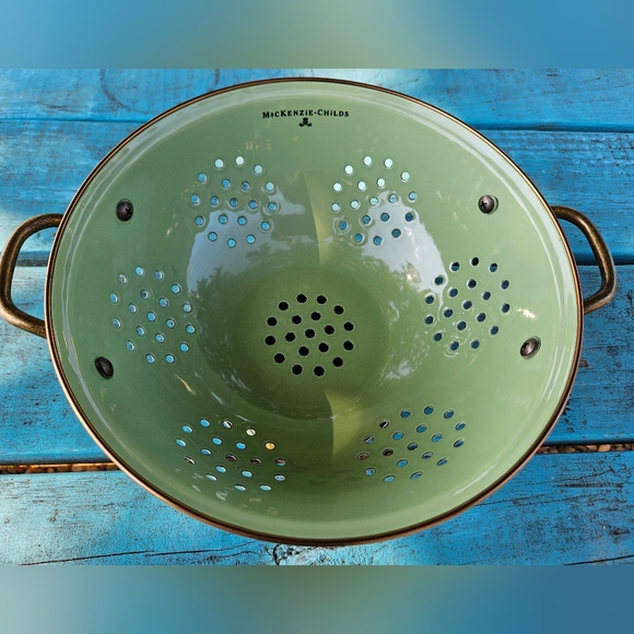 Mackenzie Childs Flower Market Green Large Colander - Picture 7 of 7